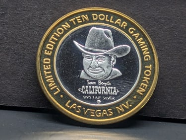Limited Edition .999 FINE SILVER Center California Hotel Casino $10 Gaming Token in Capsule