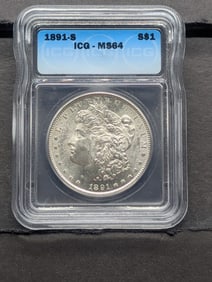 1891-S Morgan Silver Dollar - ICG Cert. MS64