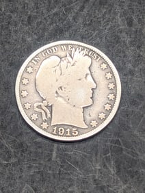 **VG+** 1915 Barber Silver Half Dollar