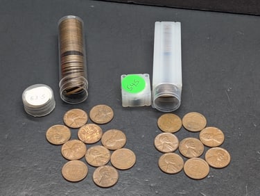 1953-S and 1954-S Rolls of Lincoln Wheat Cents. Circulated.
