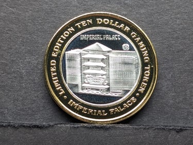 Limited Edition $10 Casino Token with .999 silver center: Imperial Palace Las Vegas.