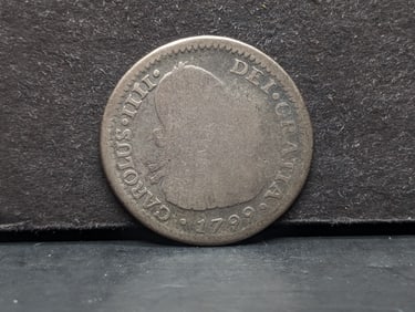 1799 Chile 90% silver one reale. Nice original coin. Great detail on both sides