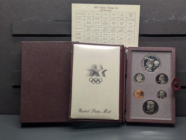 1983 U.S. Mint Prestige Set in OGP w/ COA - Olympic Discus Thrower Commem Silver Dollar
