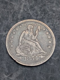 1854 w/ Arrows Seated Liberty Quarter **XF**