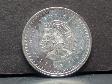 1/2 Oz. .999 FINE SILVER Aztec Warrior Designed Round