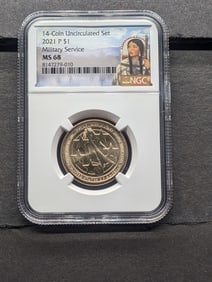 2021-P Sacagawea Military Service $1 Coin - NGC MS68