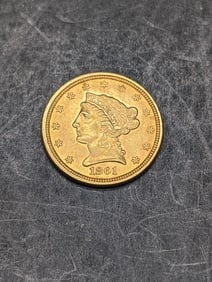 **AU+** 1861 Liberty Head $2.50 SOLID GOLD Quarter Eagle