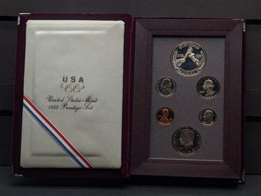 1988 U.S. Mint Prestige Set (Missing Box & COA) - Olympic & Liberty Torches Commem Silver Dollar