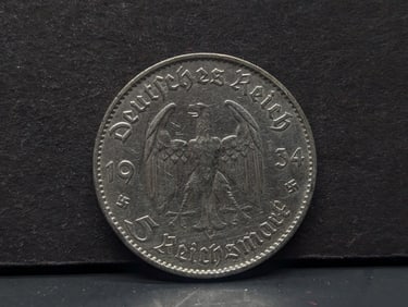 1934-F Germany 5 Silver Reichsmark
