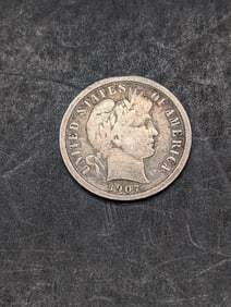1907-S Barber Silver Dime