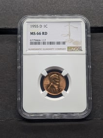1955-D Lincoln Wheat Cent - NGC MS66 RD
