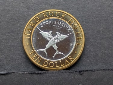 Limited Edition .999 FINE SILVER Center Hard Rock Hotel Casino $10 Gaming Token in Capsule