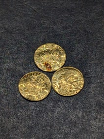 Lot of Three 22k SOLID GOLD 1882-1982 Roosevelt Dime Miniature Commemorative Rounds