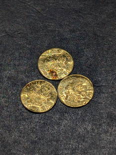 Lot of Three 22k SOLID GOLD 1882-1982 Roosevelt Dime Miniature Commemorative Rounds: Lot of Three 22k SOLID GOLD 1882-1982 Roosevelt Dime Miniature Commemorative Rounds