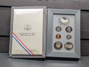 1991-S U.S. Mint Prestige Set (Missing Box & COA) - Mount Rushmore Commem Silver Dollar