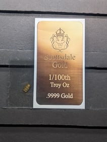 1/100th Troy Oz. .9999 PURE GOLD Scottsdale Designed Miniature Art Bar