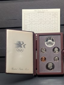 1984-S U.S. Mint Prestige Set w/ COA (Missing Box) - Olympic Coliseum Commem Silver Dollar