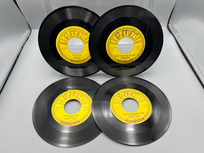 Johnny Cash - Four 7-inch 45 rpm Sun records: Next In Line (1957); Guess Things Happen That Way: Johnny Cash - Four 7-inch 45 rpm Sun records: Next In Line (1957); Guess Things Happen That Way (1958); I Forgot To Remember To Forget (1958); and Straight A's In Love (1959) - Records have not been