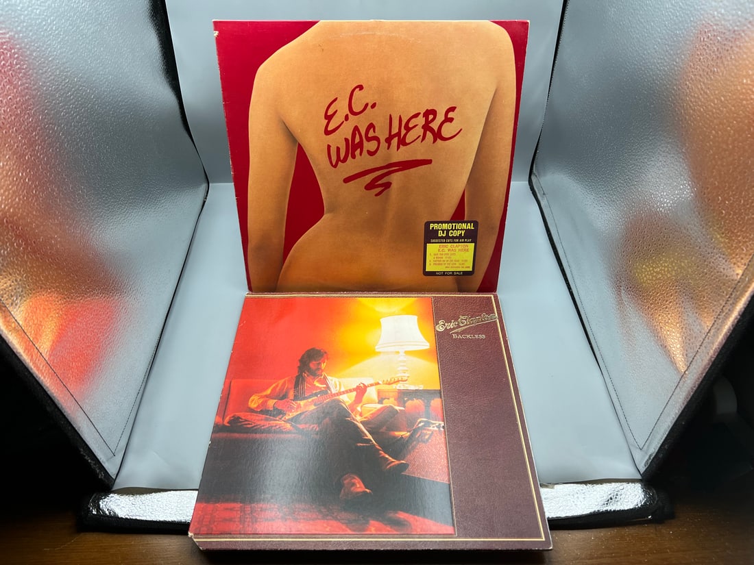 Eric Clapton (2 LP Lot): E.C. Was Here (1975), promo sticker & promo notch on cover; and Backless (1 of 4)