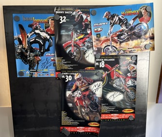Autographed Motocross Poster lot of 5 - Isaiah Johnson, Danny Smith, Jason McCormick, Casey Lytle,