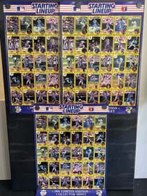 1991 Starting Lineup Trading Card Uncut Sheet Lot of 3 - 16"x22" - Ken Griffey Jr, Nolan Ryan,