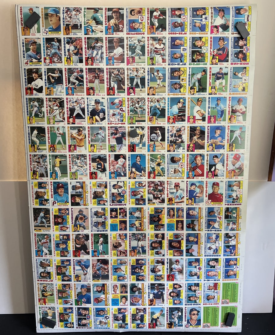 1984 Topps Baseball Uncut Sheet w/Stars & Hall of Famers - 28.5"x43" (1 of 12)