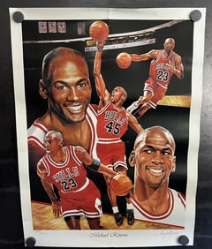 1995 Michael Jordan Returns 18"x24" Lithograph Poster Signed by Artist Angelo Marino #1526/4500