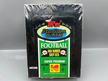 1992 Topps Stadium Club Football High Number Series Factory Sealed Wax Box - Low production - Brett