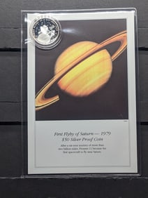 1979 "First Flyby Of Saturn" Marshall Islands $50 Silver Proof Coin