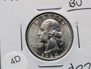 1960-D GEM BU Washington Quarter. 90% Silver