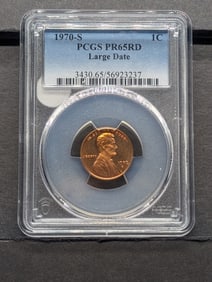 1970-S Lincoln Memorial Cent PCGS PR65RD Large Date