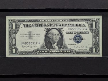 1957-B Blue Seal $1 Silver Certificate. GEM CRISP UNC