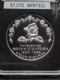 1997-P Proof Botanic Gardens 90% Silver Dollar. ONLY 52,272 Minted