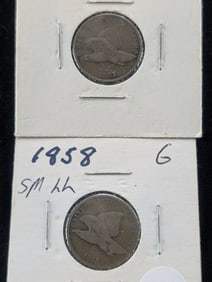 (2) Flying Eagle Cents 1857-G, 1858 Small Letter G