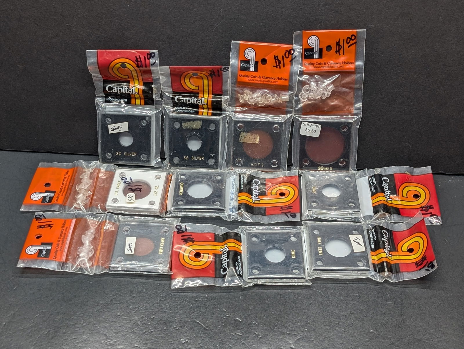 (10 ) Plastic Coin Holders for Various size coins (1 of 3)