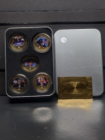 Collection of 5 Donald Trump 24KT Gold Plated Rounds with Case and COA