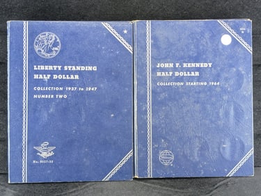 (2) Empty Whitman Books Kennedy Half Dollars and Standing Liberty Half Dollars