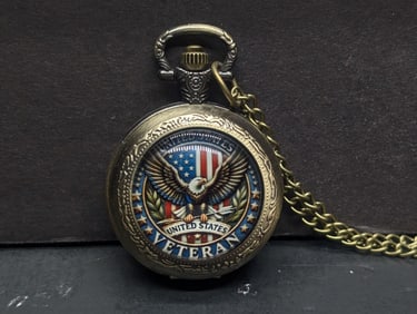 US Veteran Pocket Watch, Patriotic Eagle. Working