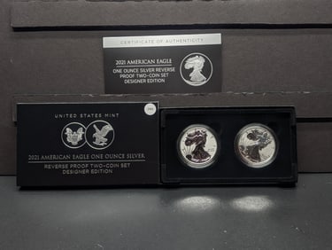 2021 W&S United States Mint American Eagle One Ounce Silver Reverse Proof Two-Coin Set Designer