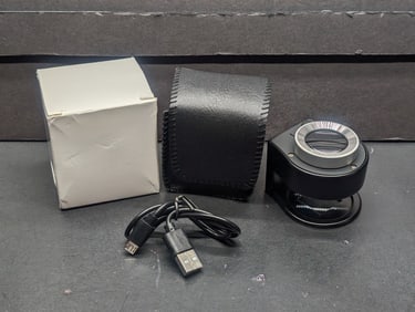 NEW LED Lighted Tabletop Magnifier. W/Charger Cord and Case.