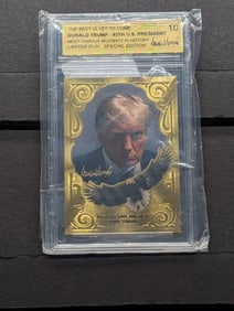 Donald Trump "Most Famous Mugshot" Graded GEM 10 Mint Collector Card in Case.