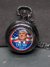 Donald Trump Patriotic Pocket Watch w/Chain. Working