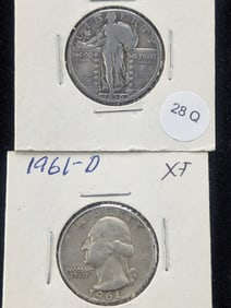(2) Silver Quarters 1930 Standing Liberty & 1961-D Washington