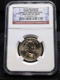 2008-P James Monroe Presidential Dollar Graded By NGC