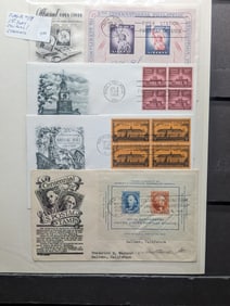 Page With Eight First Day Covers / Cachets