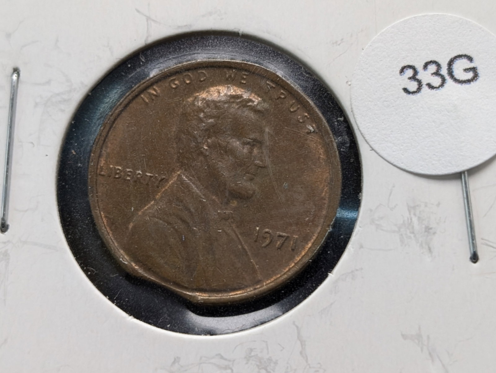 1971-P Lincoln Memorial Cent Clipped Planchet: 1971-P Lincoln Memorial Cent Clipped Planchet