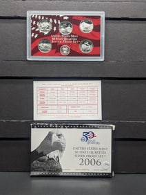 2006-S US Mint 90% Silver 50 State Quarter Proof Set. OGP/COA. 5-90% Silver Quarters