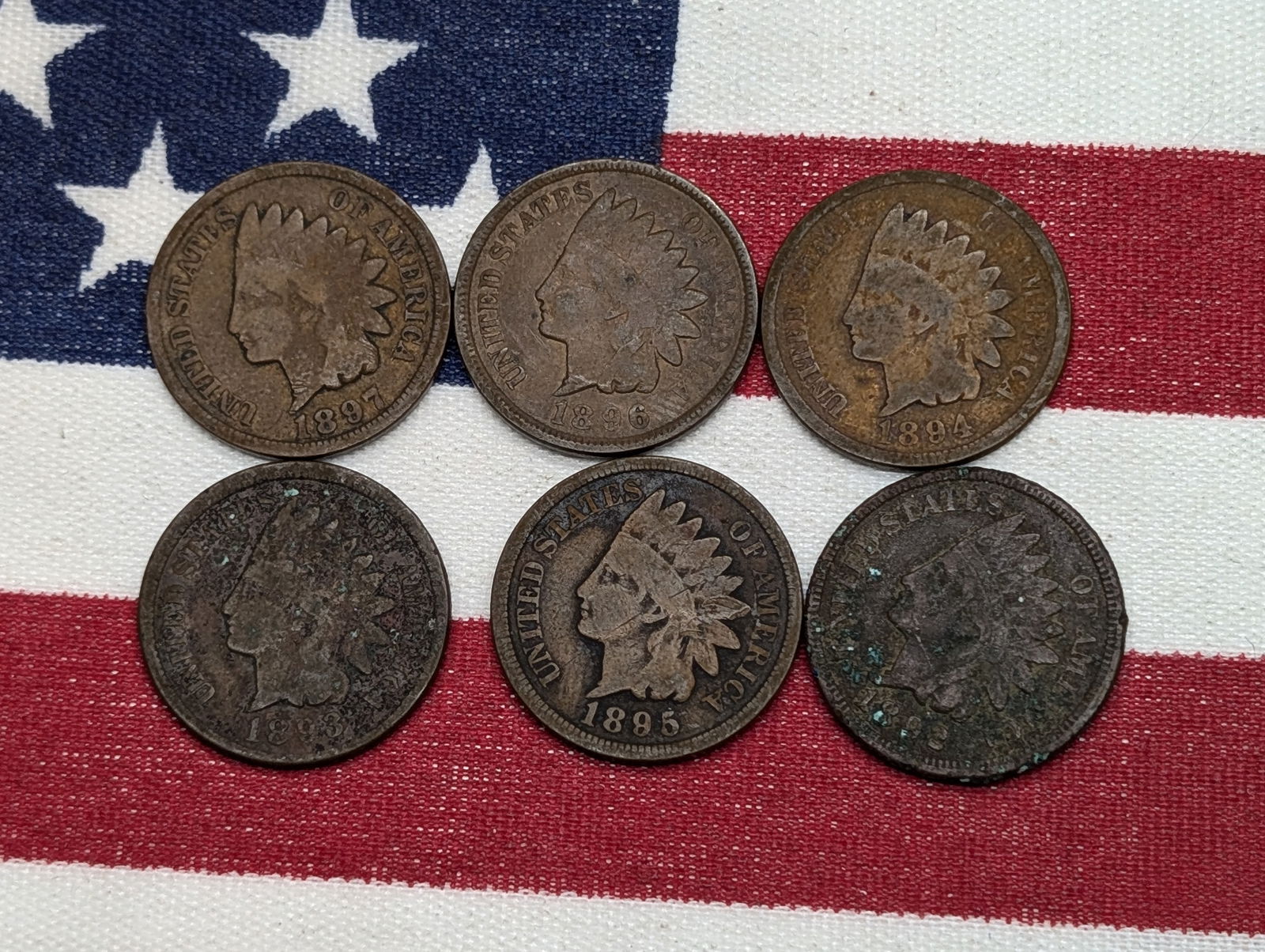 1892 1893 1894 1895 1896 1897 Semi-Key Date Indian Head Cents. (1 of 4)