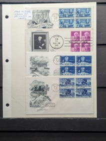 Page With Eight Four Block First Day Cachets