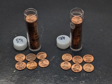 Tube of 1983 and 1984 Lincoln Memorial Cents